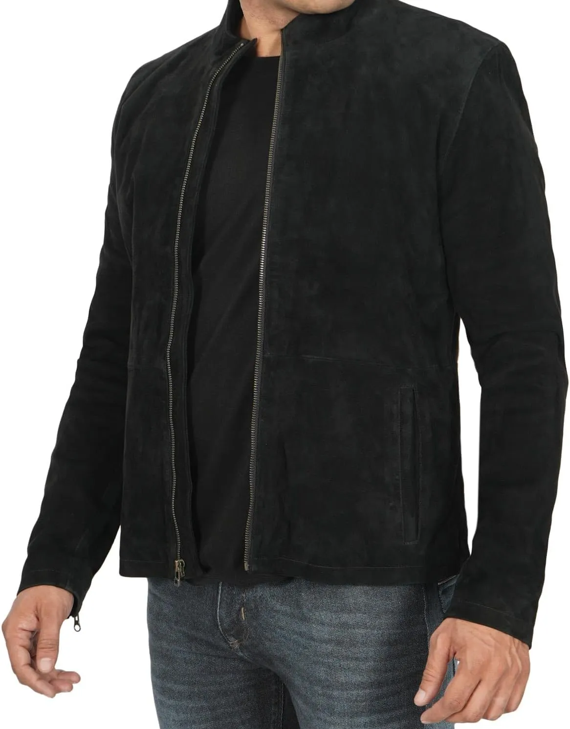 fjackets Real Suede Leather Bomber Jackets For Men - Baseball Leather Jacket Men