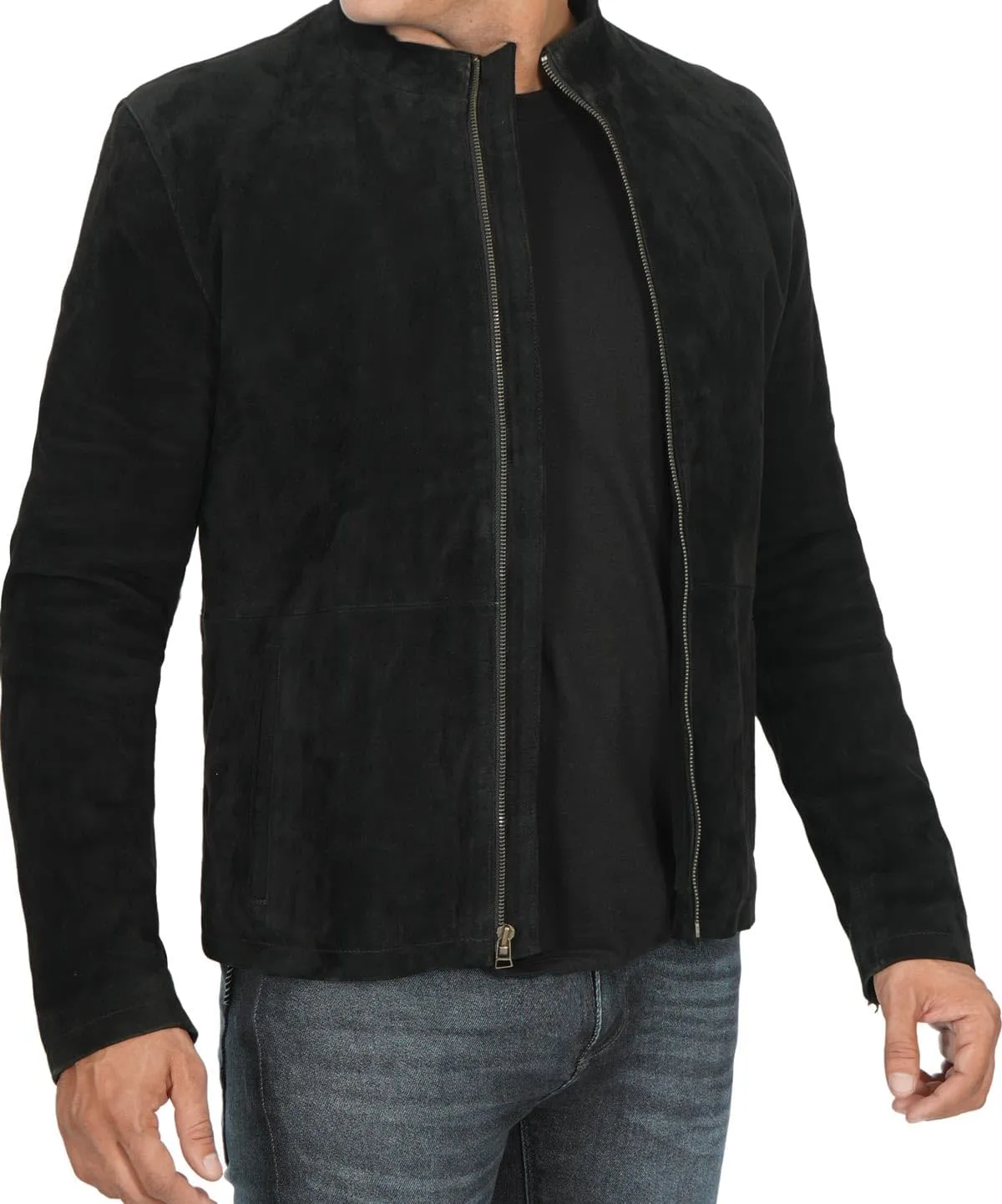 fjackets Real Suede Leather Bomber Jackets For Men - Baseball Leather Jacket Men