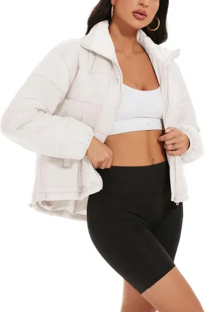 Flygo Women Lightweight Quilted Puffer Jacket Long Sleeve Zip Packable Down Jackets Coat