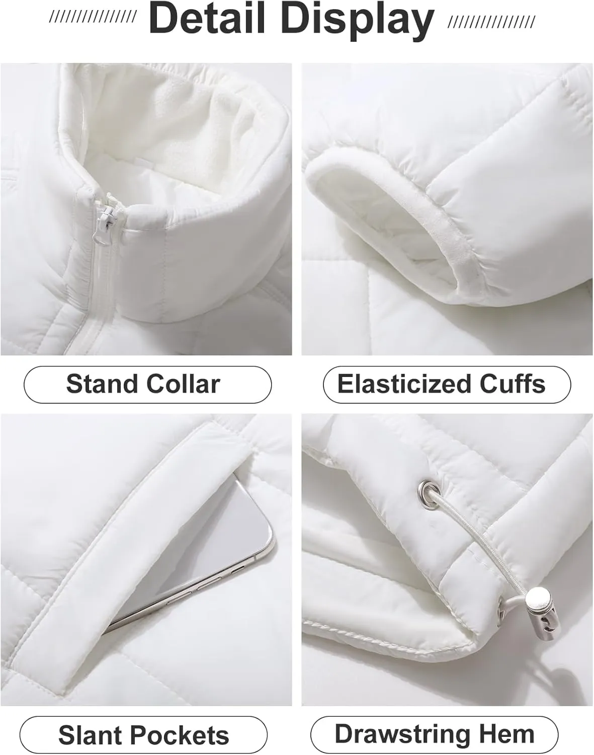 Flygo Women Lightweight Quilted Puffer Jacket Long Sleeve Zip Packable Down Jackets Coat