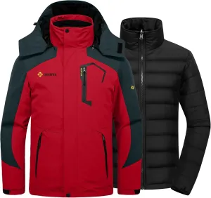 GEMYSE Men's Waterproof 3-in-1 Ski Snow Jacket Puffer Liner Insulated Winter Coat