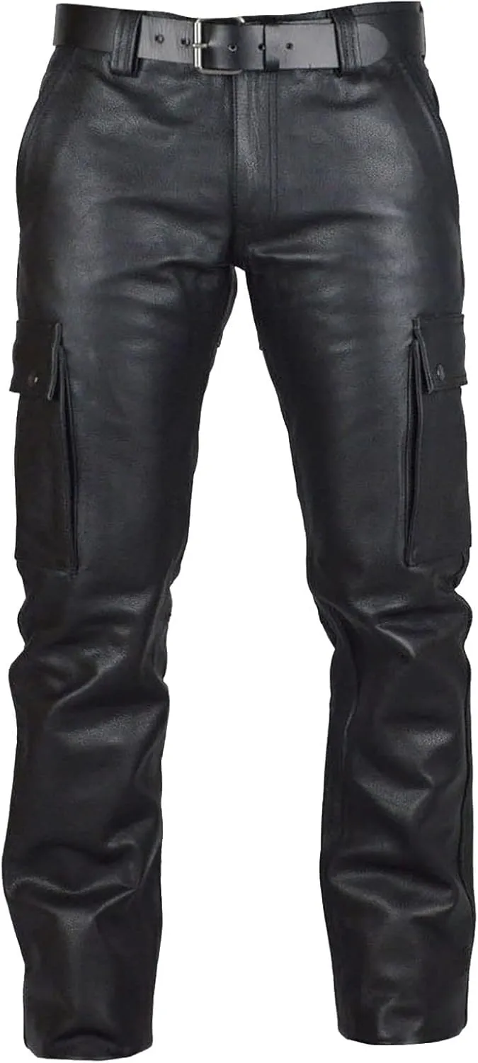 GIERIDUC Men's Faux Leather Pants Mens Extra Long Length Pyjama Bottoms Men's Pants with Long Crotch Grey Sweatpants for Men