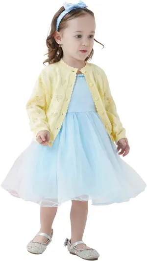 Girls' Knitted Cardigan Long-Sleeved Round Neck Spring Thin Sweater Newborn Baby Girl Cotton Heart-Shaped Sweater Coat