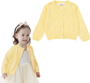 Girls' Knitted Cardigan Long-Sleeved Round Neck Spring Thin Sweater Newborn Baby Girl Cotton Heart-Shaped Sweater Coat