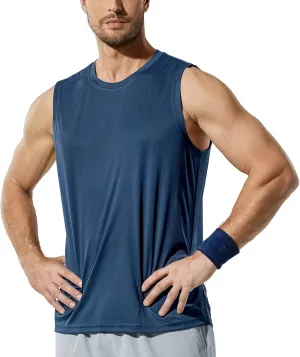 Haimont Men's Workout Tank Top Dry Fit UPF 50 Sleeveless Muscle Tee Shirts for Swim, Running, Hiking, Beach