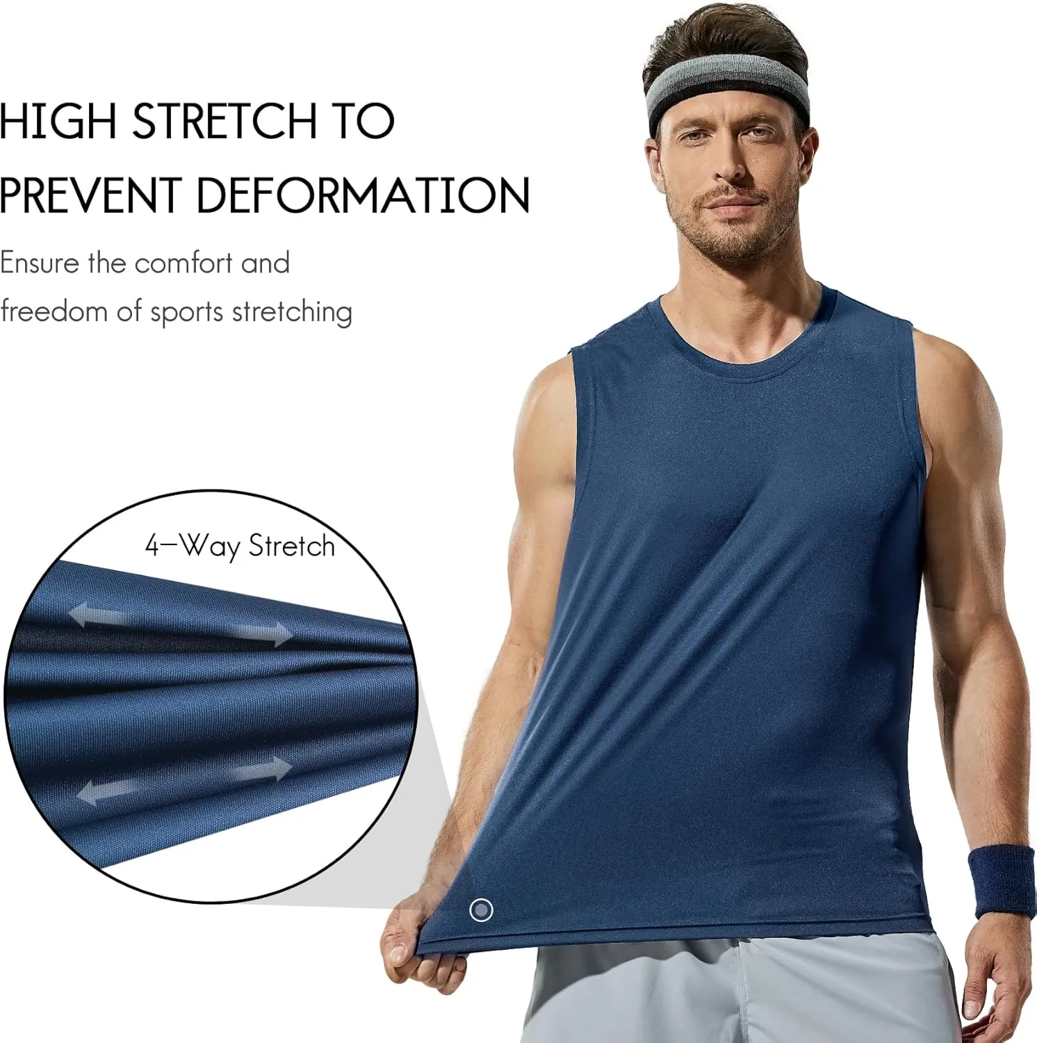 Haimont Men's Workout Tank Top Dry Fit UPF 50 Sleeveless Muscle Tee Shirts for Swim, Running, Hiking, Beach