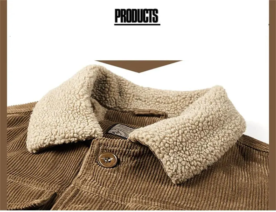 Haitpant Male Cotton Padded Jackets Warm Loose Parka Short Corduroy Coat Winter Solid Zip Casual Windbreaker
