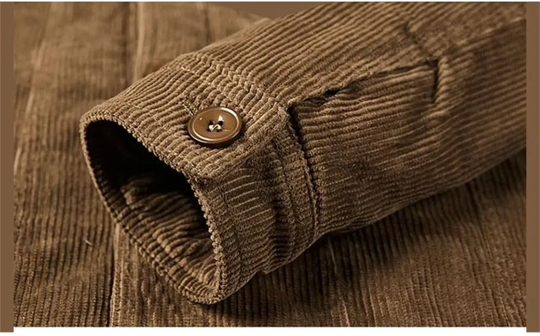 Haitpant Male Cotton Padded Jackets Warm Loose Parka Short Corduroy Coat Winter Solid Zip Casual Windbreaker