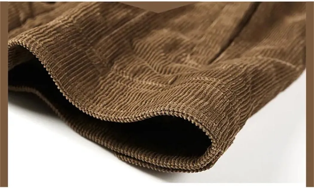 Haitpant Male Cotton Padded Jackets Warm Loose Parka Short Corduroy Coat Winter Solid Zip Casual Windbreaker