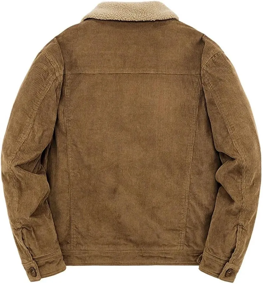 Haitpant Male Cotton Padded Jackets Warm Loose Parka Short Corduroy Coat Winter Solid Zip Casual Windbreaker