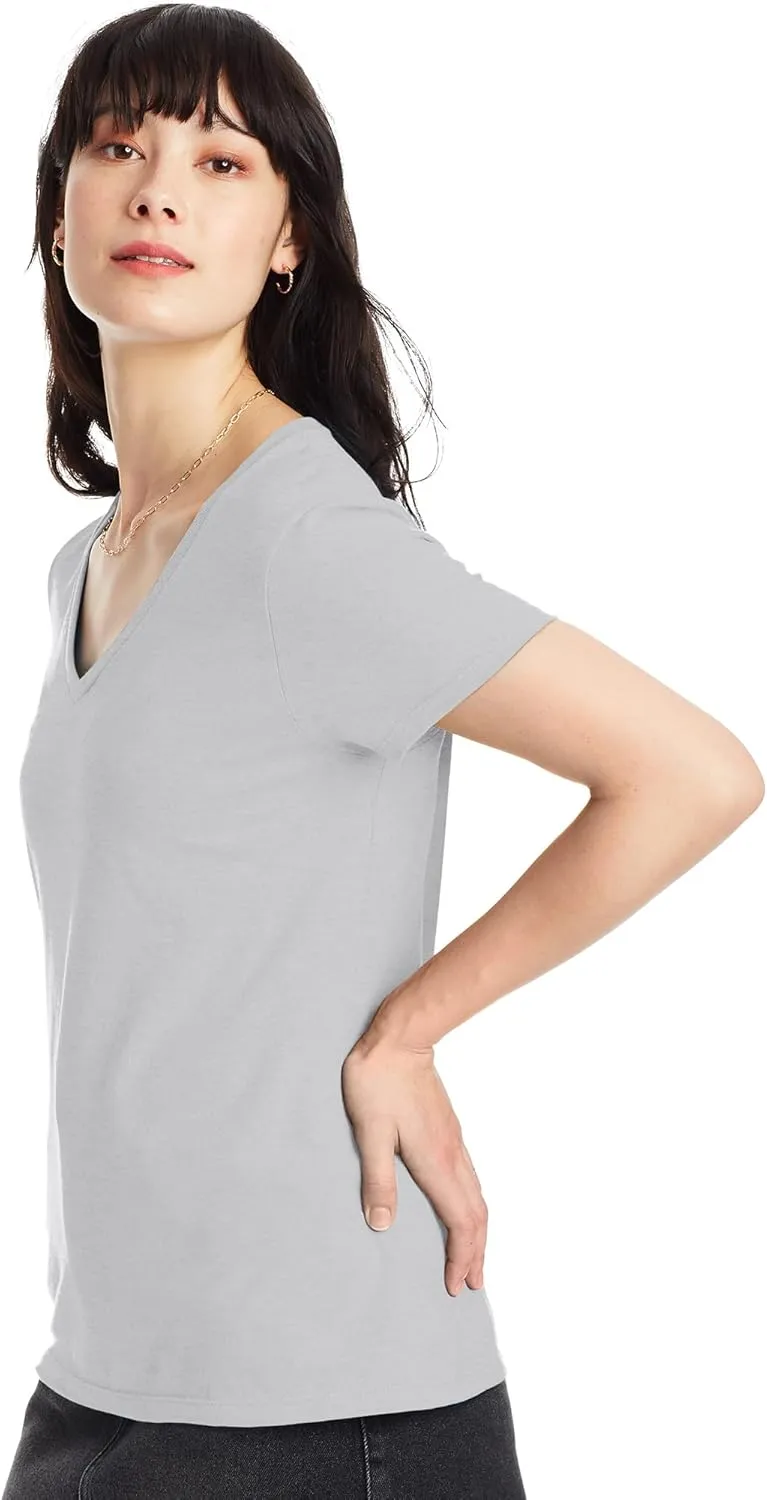 Hanes Perfect-T V-Neck T-Shirt, Cotton Short Sleeve Tee for Women, 1 or 2 Pack