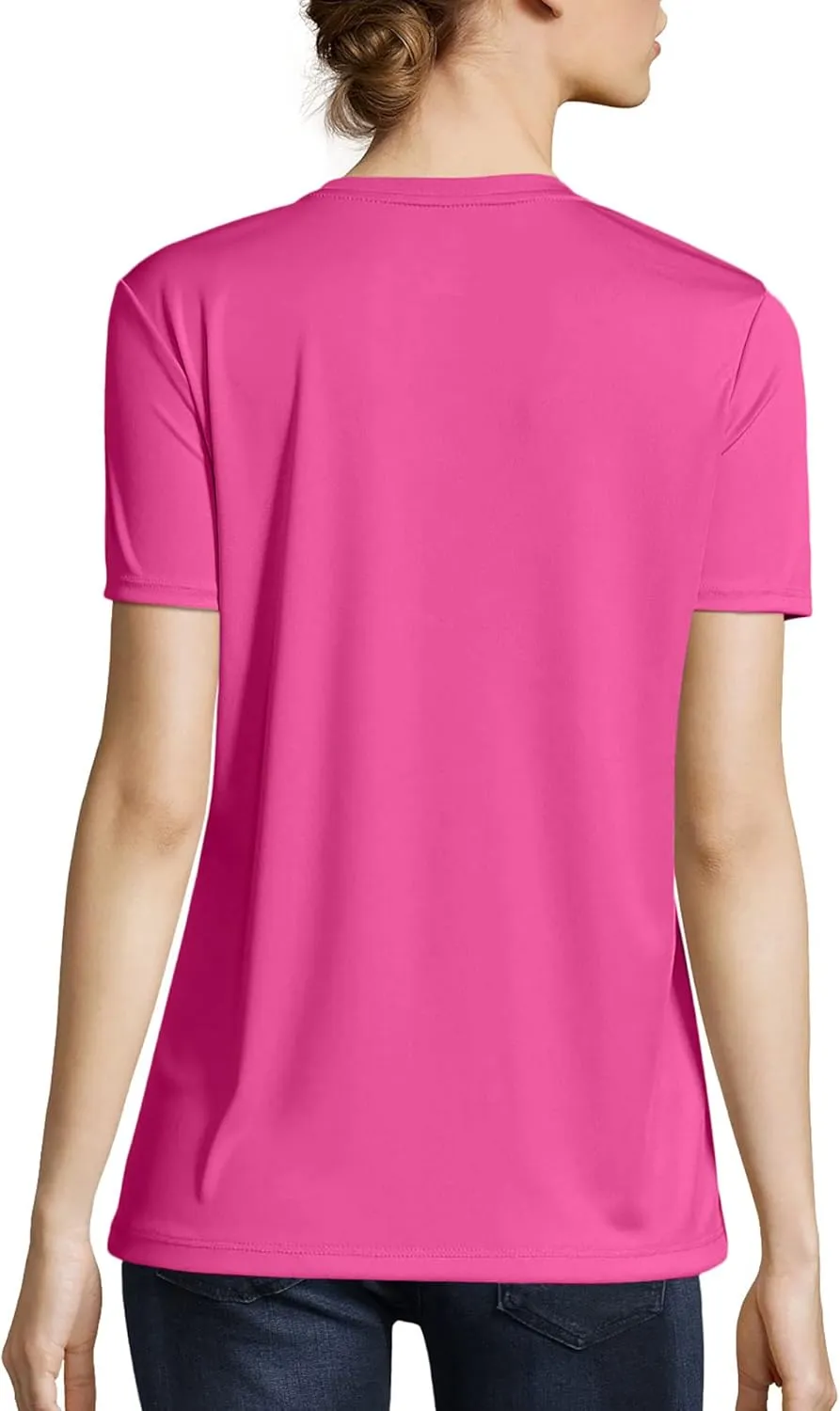 Hanes Women's Cool Dri Performance V-Neck T-Shirt, Moisture-Wicking Short Sleeve Tee, 40  UPF Protection, 1 Or 5 Pack