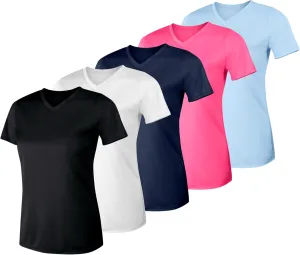 Hanes Women's Cool Dri Performance V-Neck T-Shirt, Moisture-Wicking Short Sleeve Tee, 40  UPF Protection, 1 Or 5 Pack