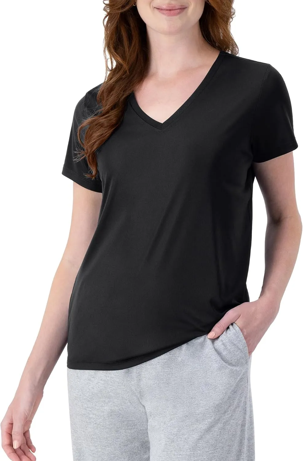 Hanes Women's Cool Dri Performance V-Neck T-Shirt, Moisture-Wicking Short Sleeve Tee, 40  UPF Protection, 1 Or 5 Pack