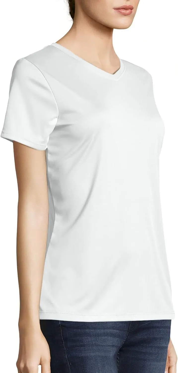 Hanes Women's Cool Dri Performance V-Neck T-Shirt, Moisture-Wicking Short Sleeve Tee, 40  UPF Protection, 1 Or 5 Pack