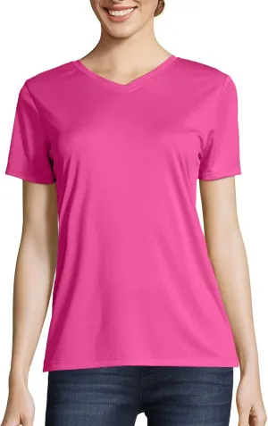 Hanes Women's Cool Dri Performance V-Neck T-Shirt, Moisture-Wicking Short Sleeve Tee, 40  UPF Protection, 1 Or 5 Pack