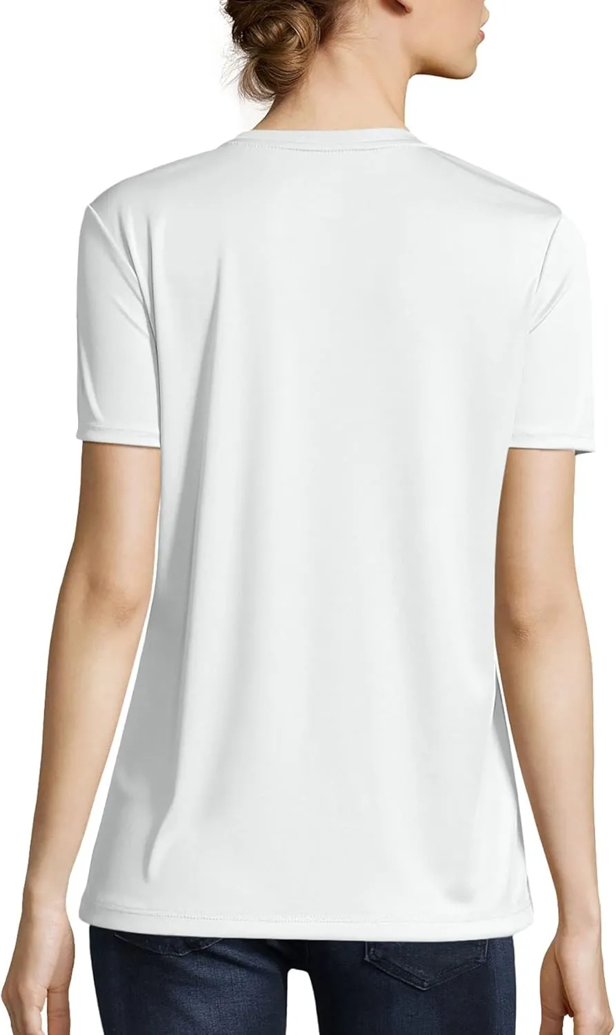 Hanes Women's Cool Dri Performance V-Neck T-Shirt, Moisture-Wicking Short Sleeve Tee, 40  UPF Protection, 1 Or 5 Pack