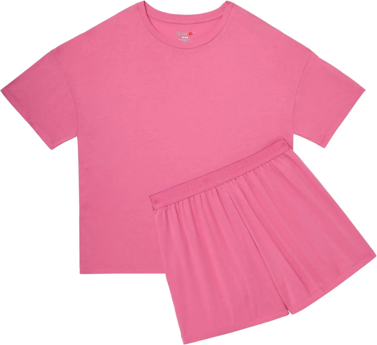 Hanes Women's Originals 2 Piece Lounge, Comfywear Supersoft Boxy T-Shirt & Sleep Shorts Loungewear Set