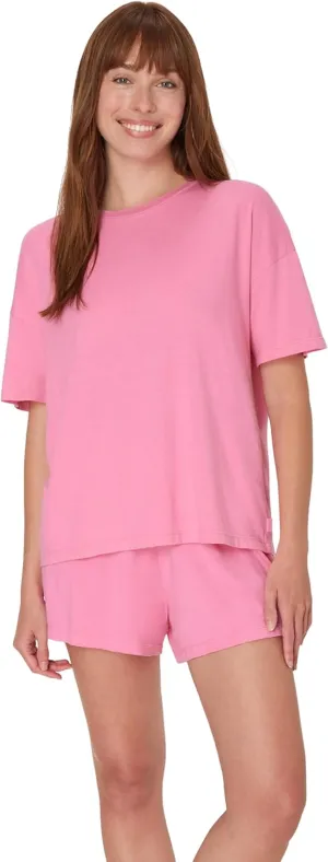 Hanes Women's Originals 2 Piece Lounge, Comfywear Supersoft Boxy T-Shirt & Sleep Shorts Loungewear Set