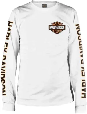 Harley-Davidson Men's Long Sleeve Orange Bar & Shield Black Shirt 30291744