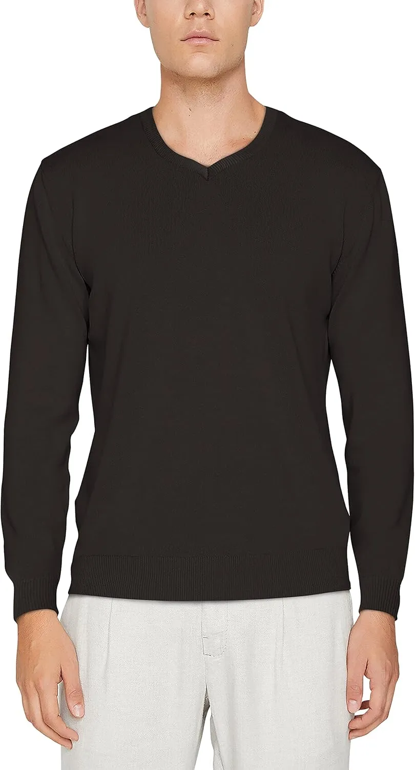 Hat and Beyond Mens Premium Knit Sweater Slim Fit Lightweight Pullover Long Sleeve Crewneck & V-Neck Sweatshirt