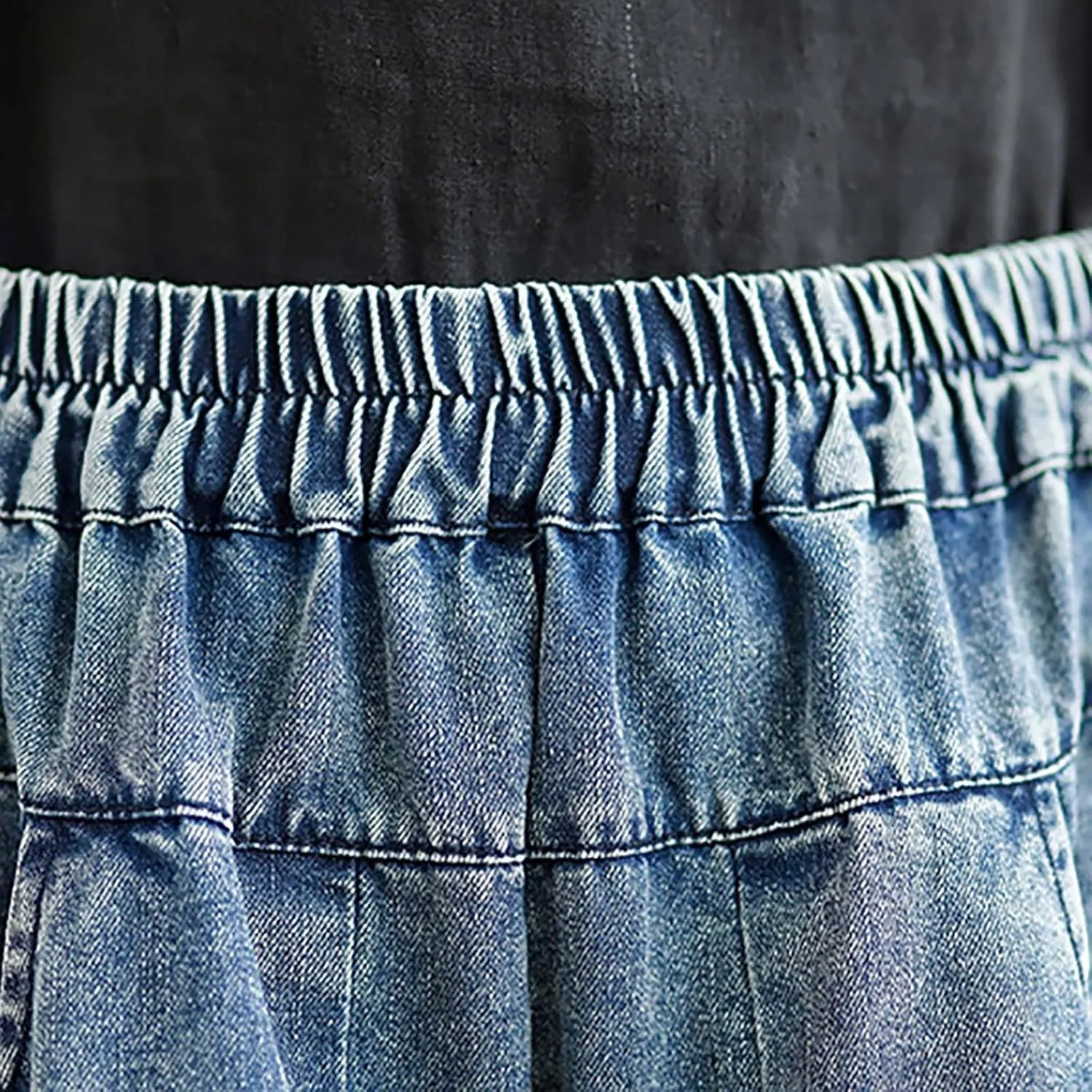 High Waisted Baggy Wide Leg Jeans for Women, Fashion Elastic Waist Casual Denim Pants Oversized Relax Fit Trousers