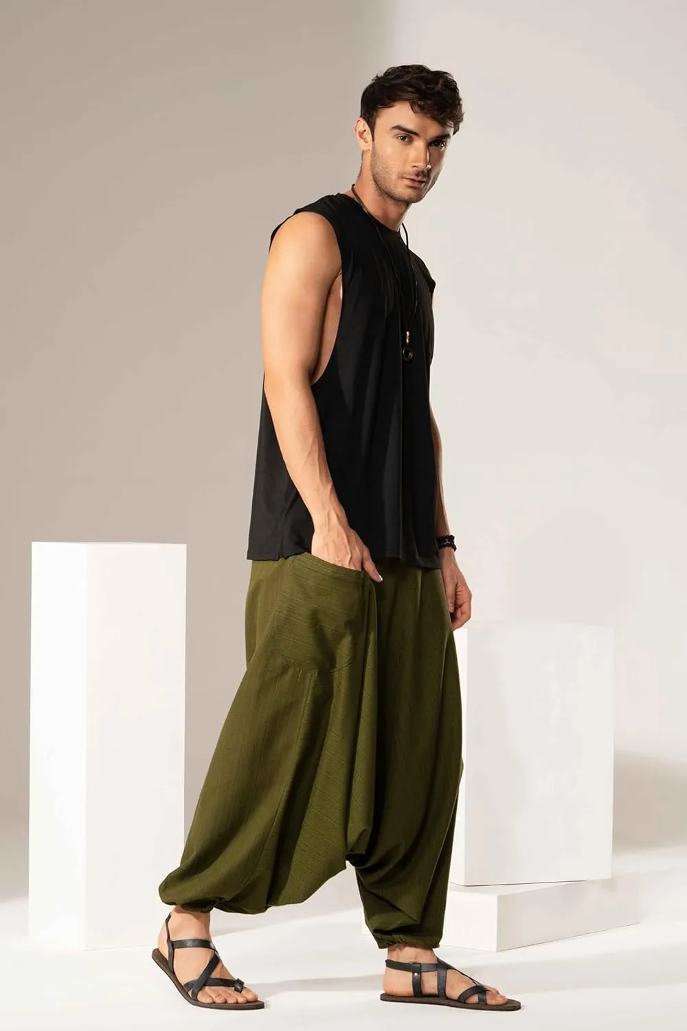 Hippie Music Festival Outfits for Men, Loose Baggy Yoga Harem Pants, Rave Party Dance Pants