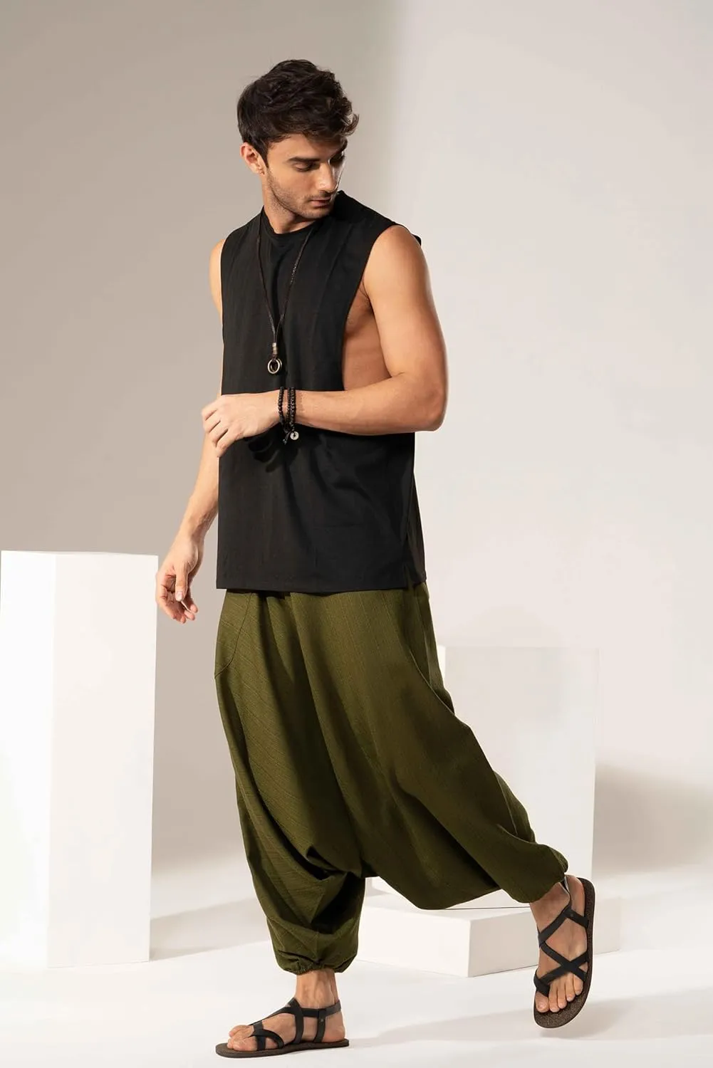 Hippie Music Festival Outfits for Men, Loose Baggy Yoga Harem Pants, Rave Party Dance Pants
