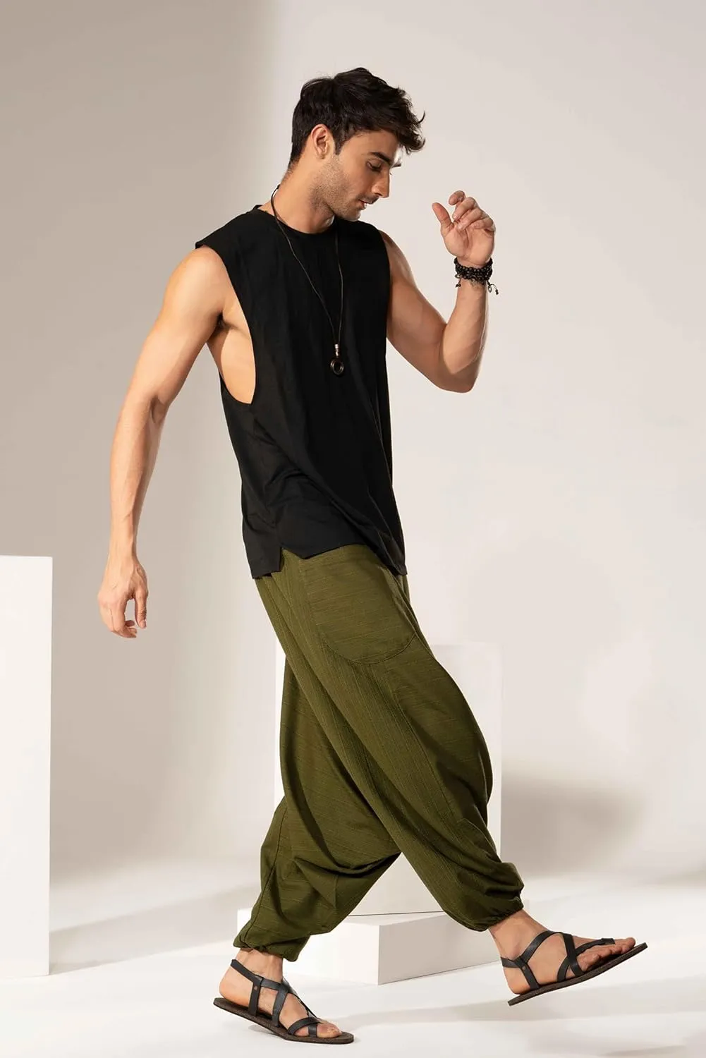 Hippie Music Festival Outfits for Men, Loose Baggy Yoga Harem Pants, Rave Party Dance Pants