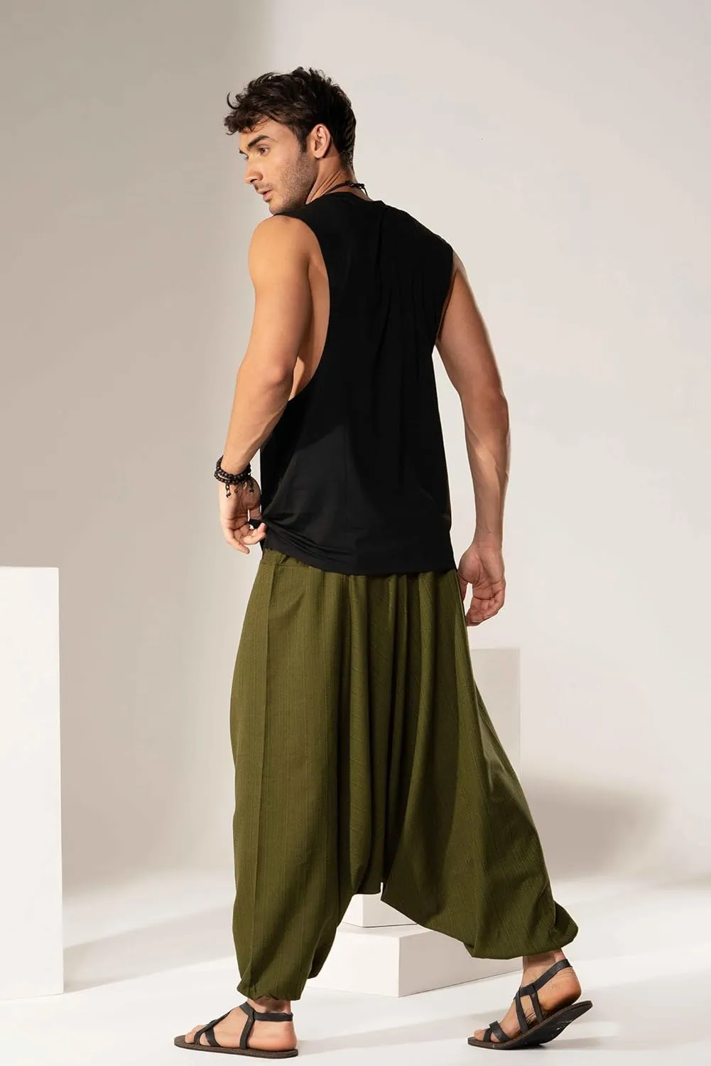 Hippie Music Festival Outfits for Men, Loose Baggy Yoga Harem Pants, Rave Party Dance Pants