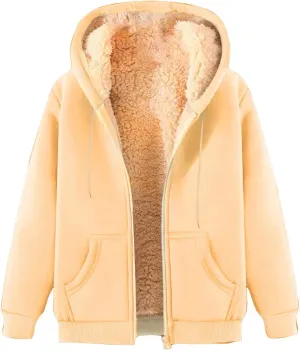 Hoodies for Women Men Fleece Lined Zip Up Hoodie Winter Thicked Warm Hooded Sweatshirts Jackets Coats with Pockets