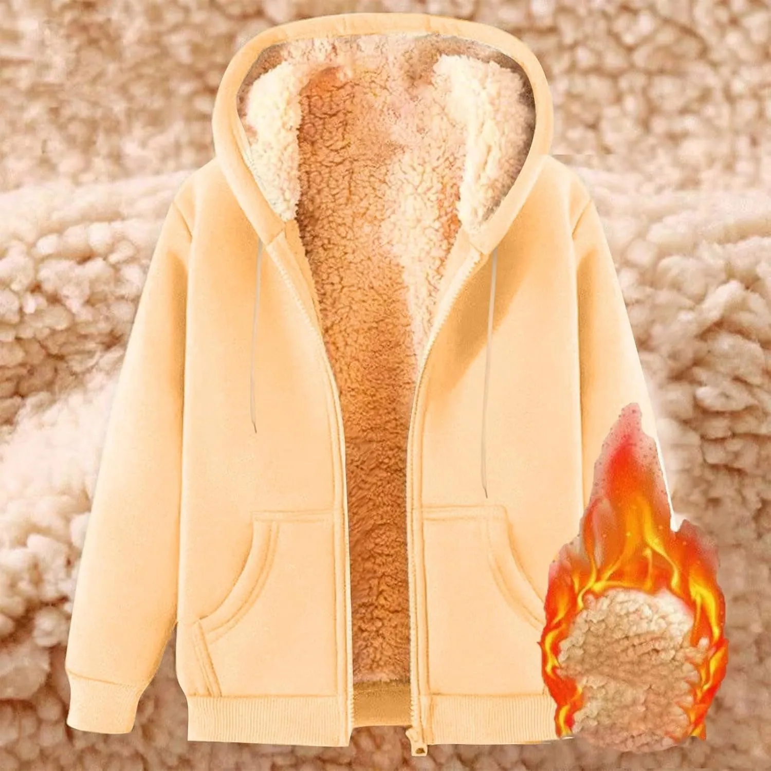 Hoodies for Women Men Fleece Lined Zip Up Hoodie Winter Thicked Warm Hooded Sweatshirts Jackets Coats with Pockets