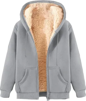 Hoodies for Women Men Fleece Lined Zip Up Hoodie Winter Thicked Warm Hooded Sweatshirts Jackets Coats with Pockets