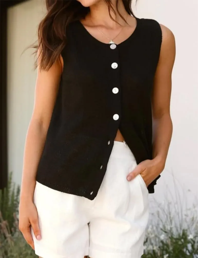 IDEALSANXUN Womens Button Down Sweater Knit Vest Spring Summer Cute Tank Tops