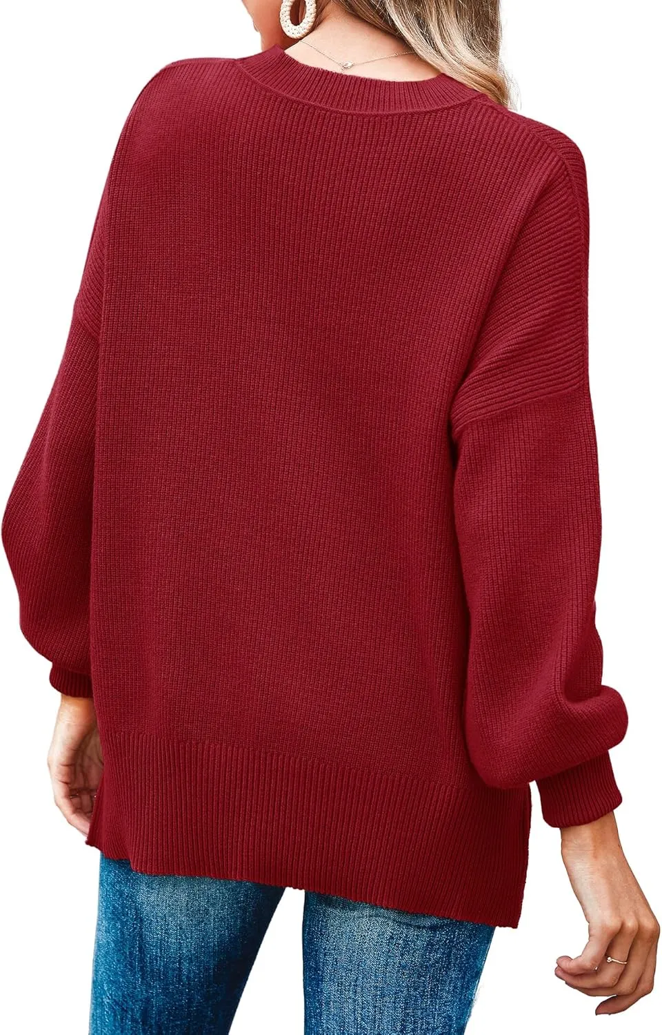 Imily Bela Womens Oversized Tunic Sweaters Fall Slouchy Long Sleeve Ribbed Knit Side Slit Pullover Jumper