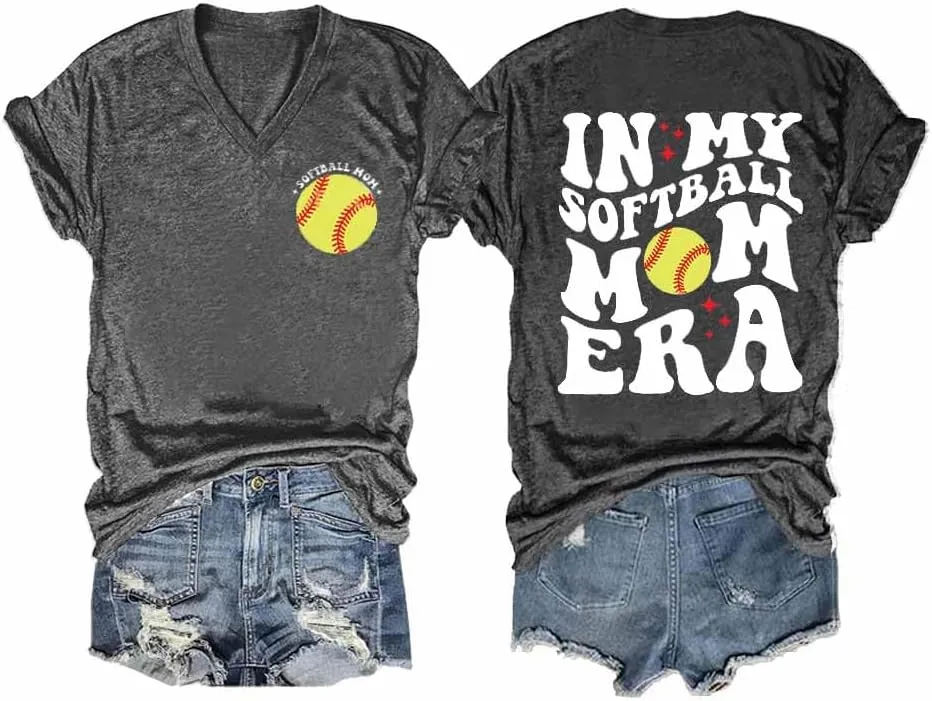 in My Softball Mom Era Shirt Softball Mom Shirt Fun Graphic Tee Shirt