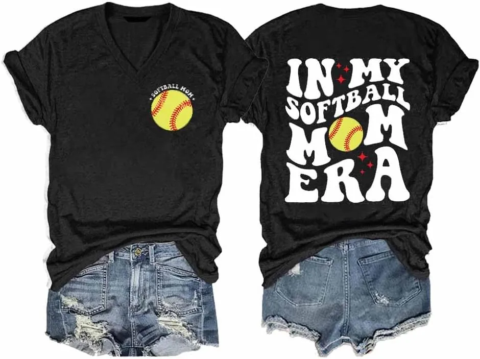 in My Softball Mom Era Shirt Softball Mom Shirt Fun Graphic Tee Shirt