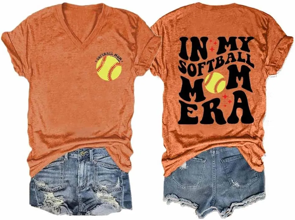 in My Softball Mom Era Shirt Softball Mom Shirt Fun Graphic Tee Shirt