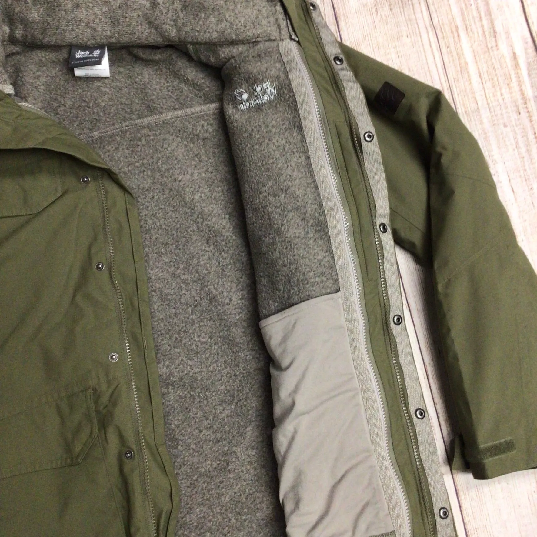 Jack Wolfskin Texapore Green 2in1 Fleece Parka Ski Jacket Size S