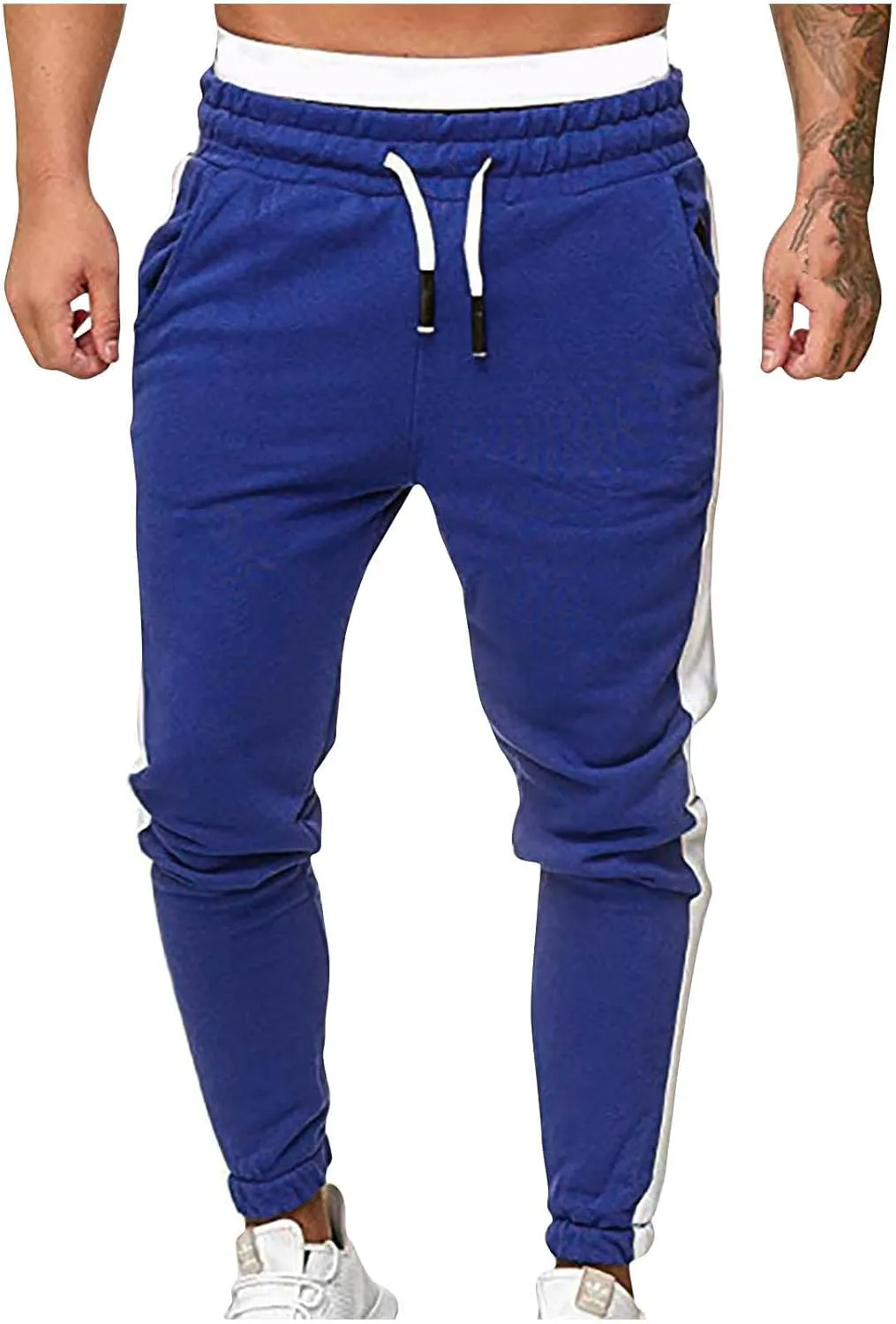 Jogger Pants for Men 2023 Stylish Drawstring Slim Fit Skinny Stretch Athletic Sweatpants Casual Patchwork Trouser