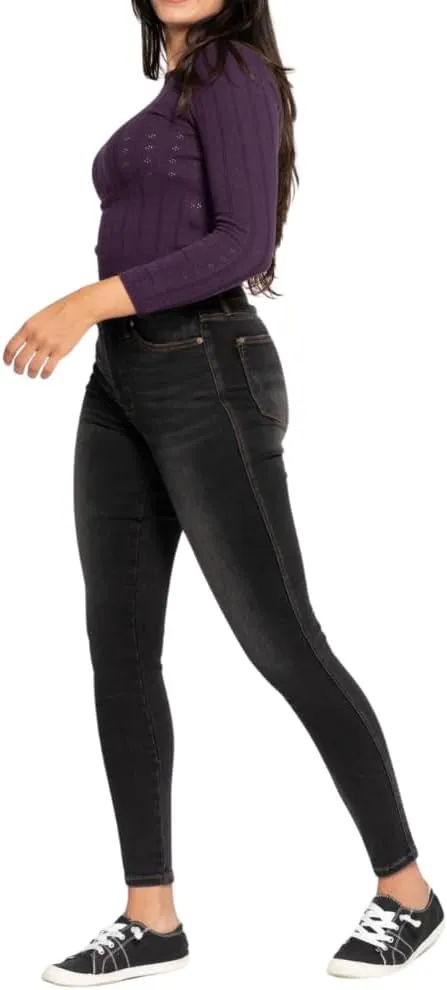 Judy Blue High Waist Tummy Control Black Wash & Contrast Thread Skinny