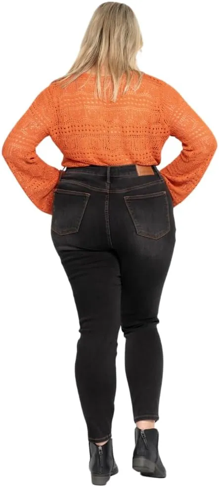 Judy Blue High Waist Tummy Control Black Wash & Contrast Thread Skinny