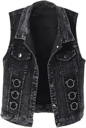 Kelsiop Fashion Denim Vest Women's Spring And Autumn Sleeveless All-Match Top Short Jacket Denim Vest