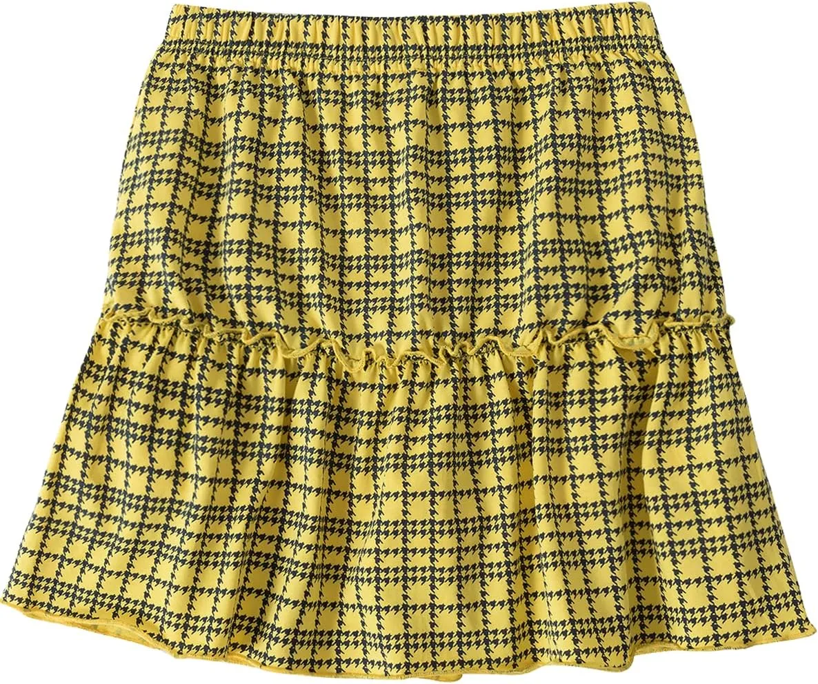 Kid Nation Girls Cotton Short Skirt Active Skirts with Shorts Casual Ruffles Skirt with Elastic Waist 4-12 Years