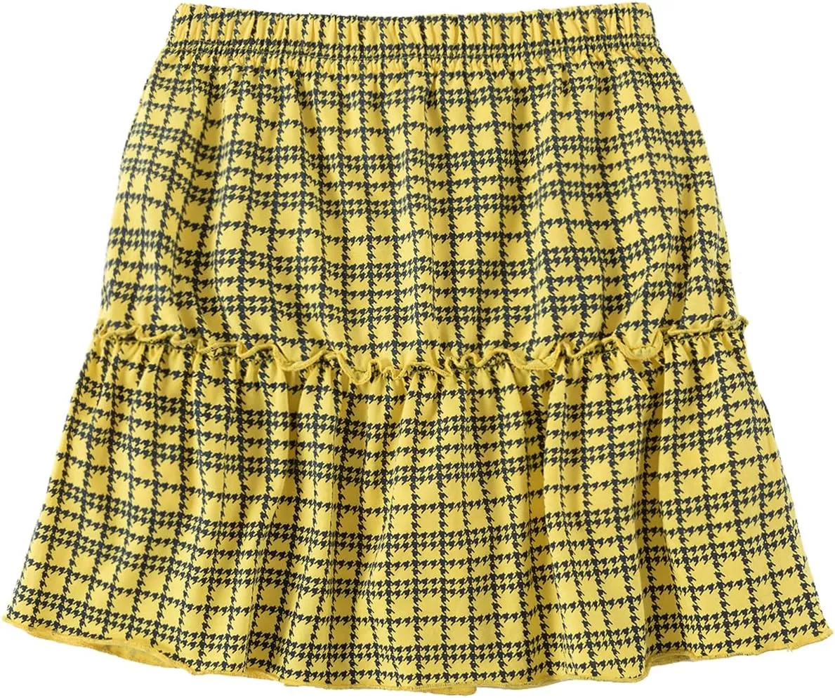Kid Nation Girls Cotton Short Skirt Active Skirts with Shorts Casual Ruffles Skirt with Elastic Waist 4-12 Years