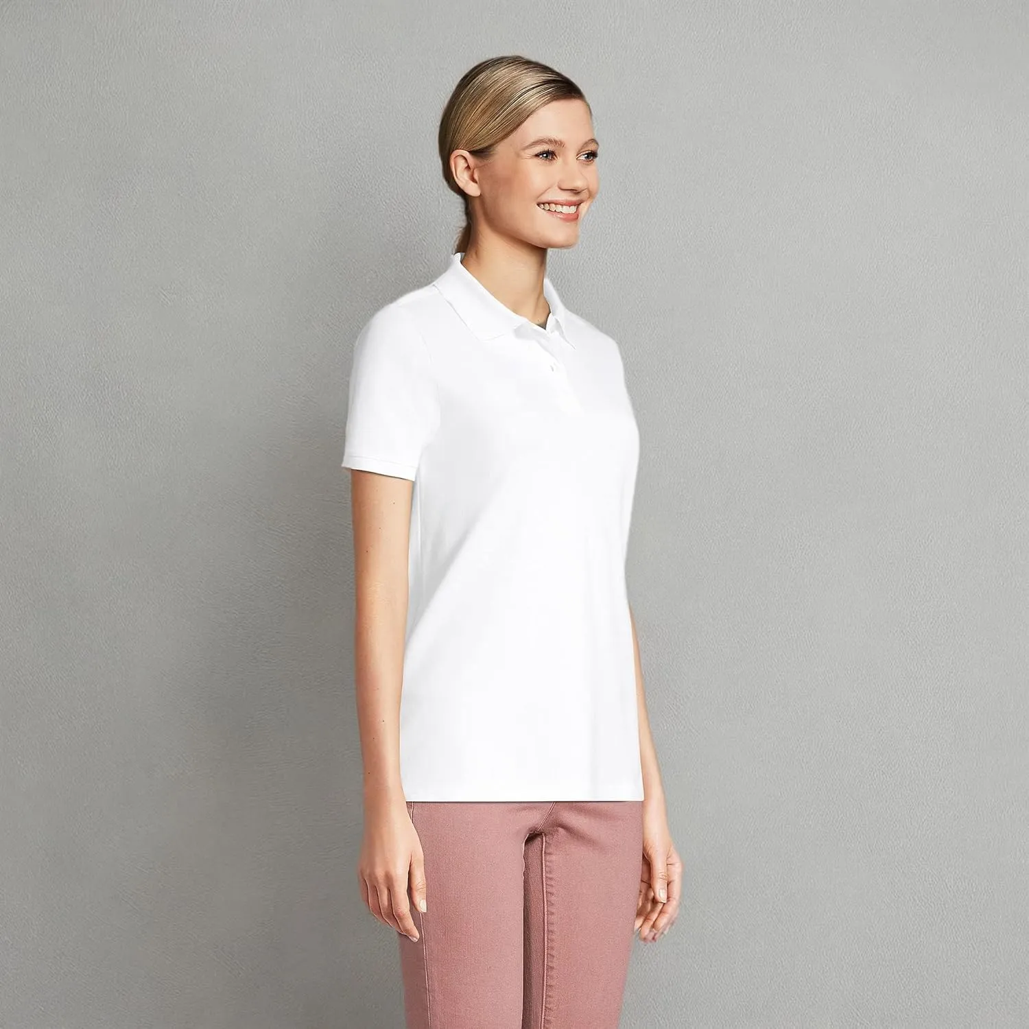Lands' End Women's Mesh Cotton Short Sleeve Polo Shirt