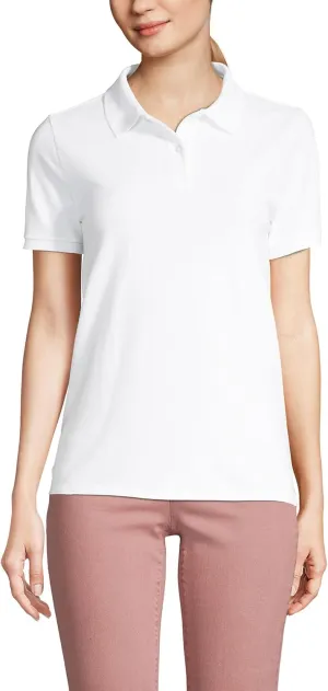 Lands' End Women's Mesh Cotton Short Sleeve Polo Shirt