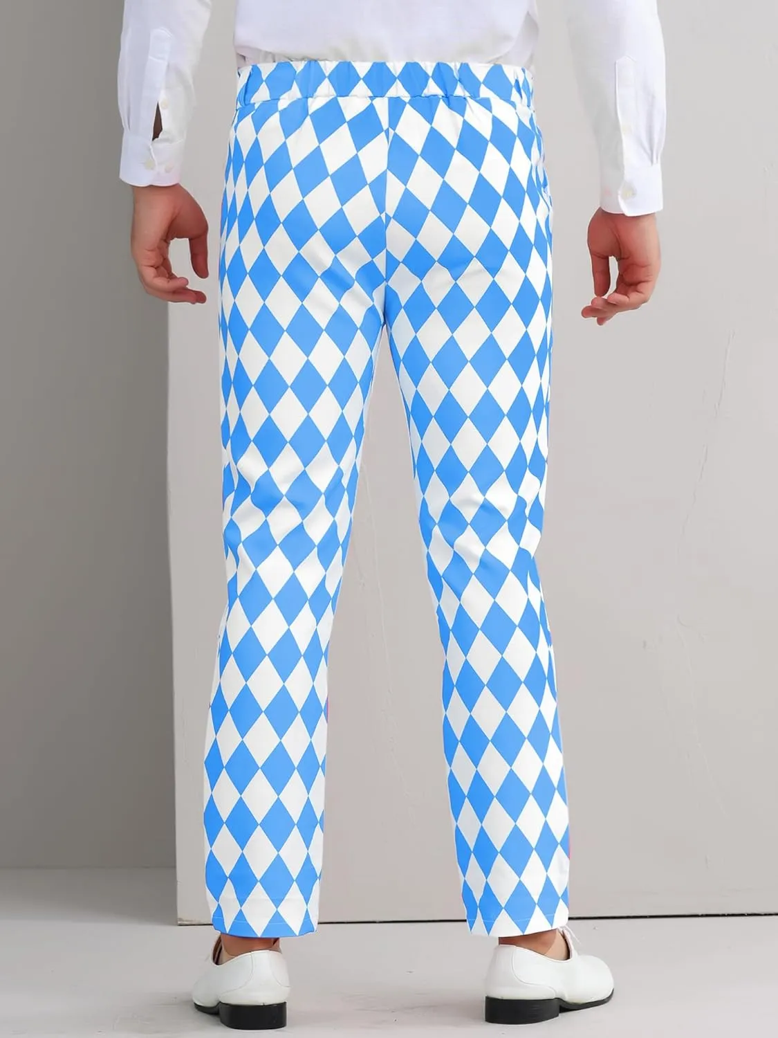 Lars Amadeus Printed Dress Pants for Men's Regular Fit Flat Front Business Suit Trousers