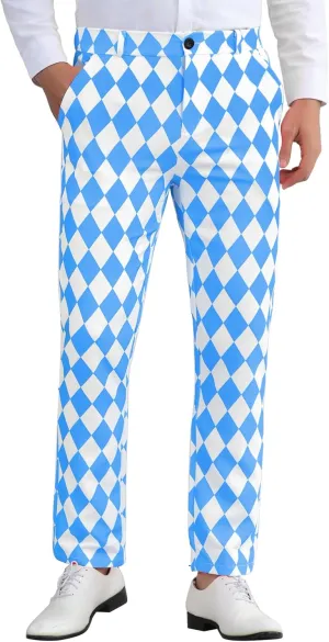 Lars Amadeus Printed Dress Pants for Men's Regular Fit Flat Front Business Suit Trousers