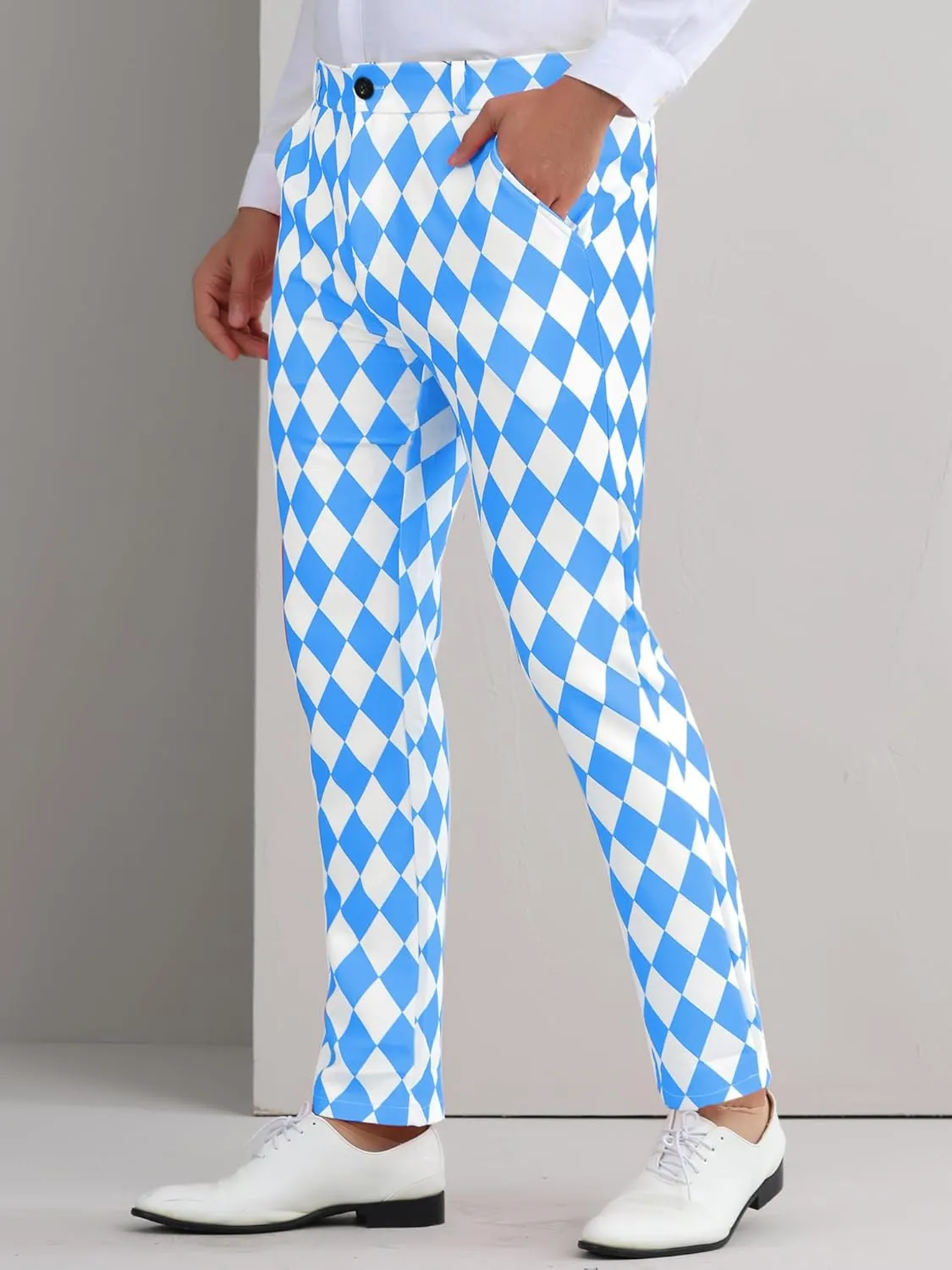 Lars Amadeus Printed Dress Pants for Men's Regular Fit Flat Front Business Suit Trousers